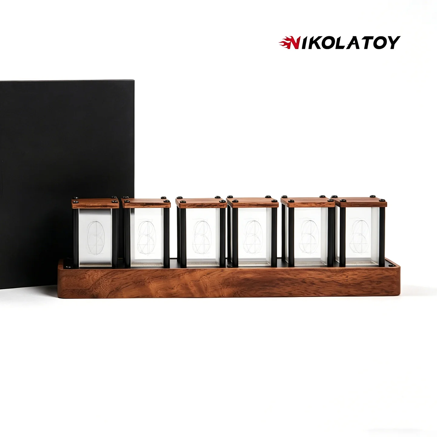 Creative Retro Walnut Wood RGB Glow Tube Clock - Image 8