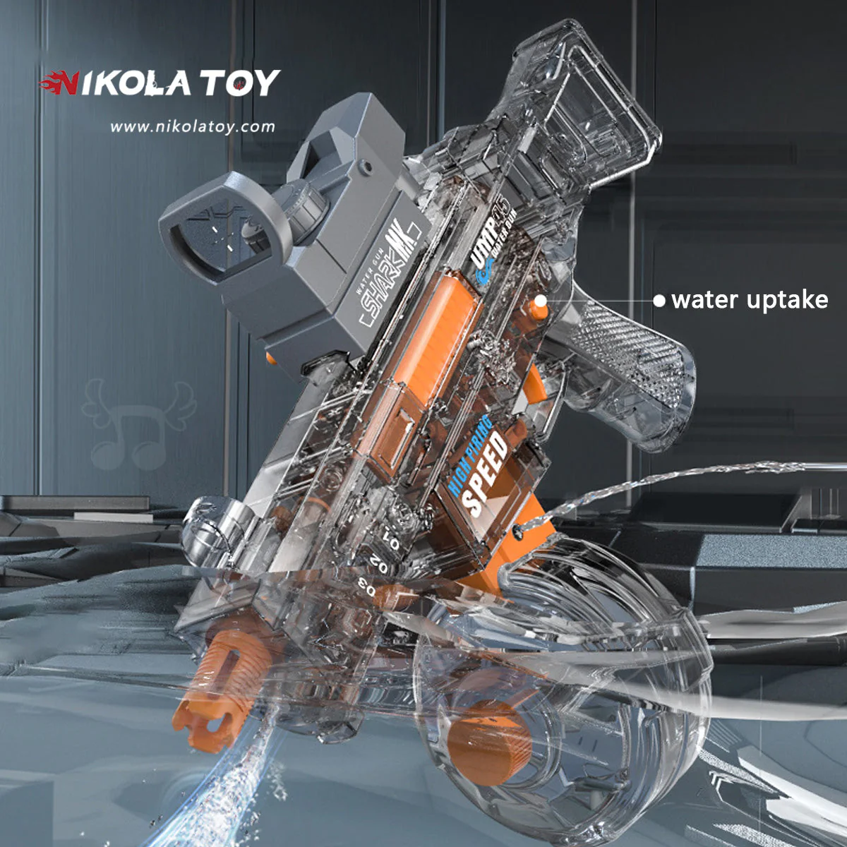 High Performance UMP45 Electric Continuous Water Gun With Flashing Lights - Image 3