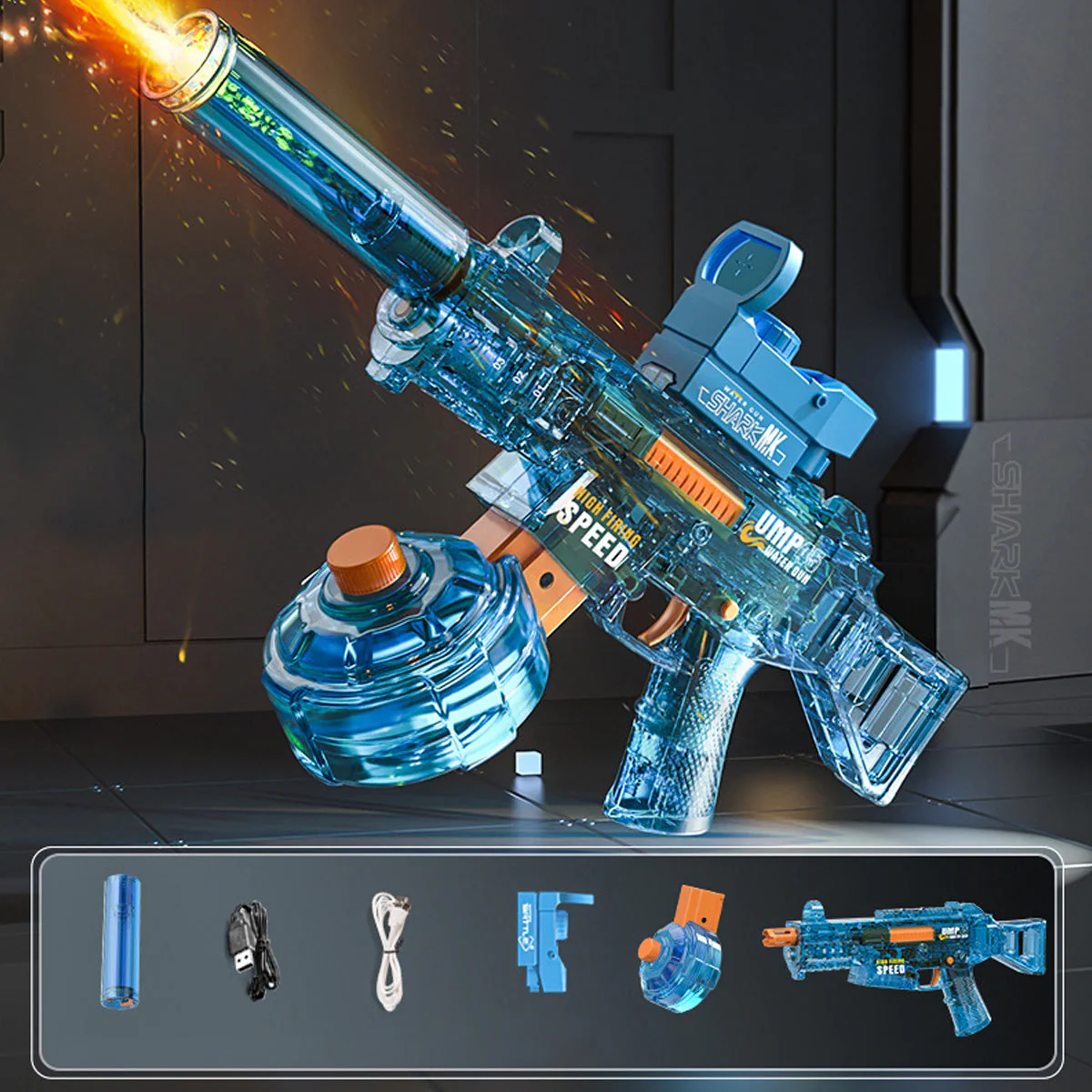 High Performance UMP45 Electric Continuous Water Gun With Flashing Lights - Image 4