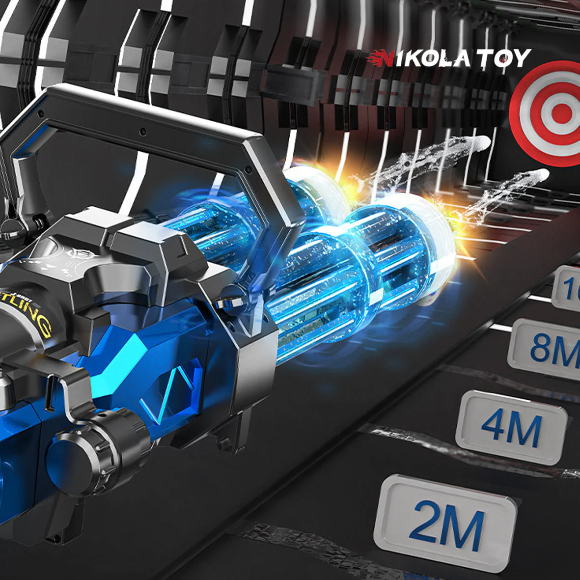 High Speed Shooting Dual Muzzle Gatling Water Gun Backpack (Muzzle LED) - Image 5