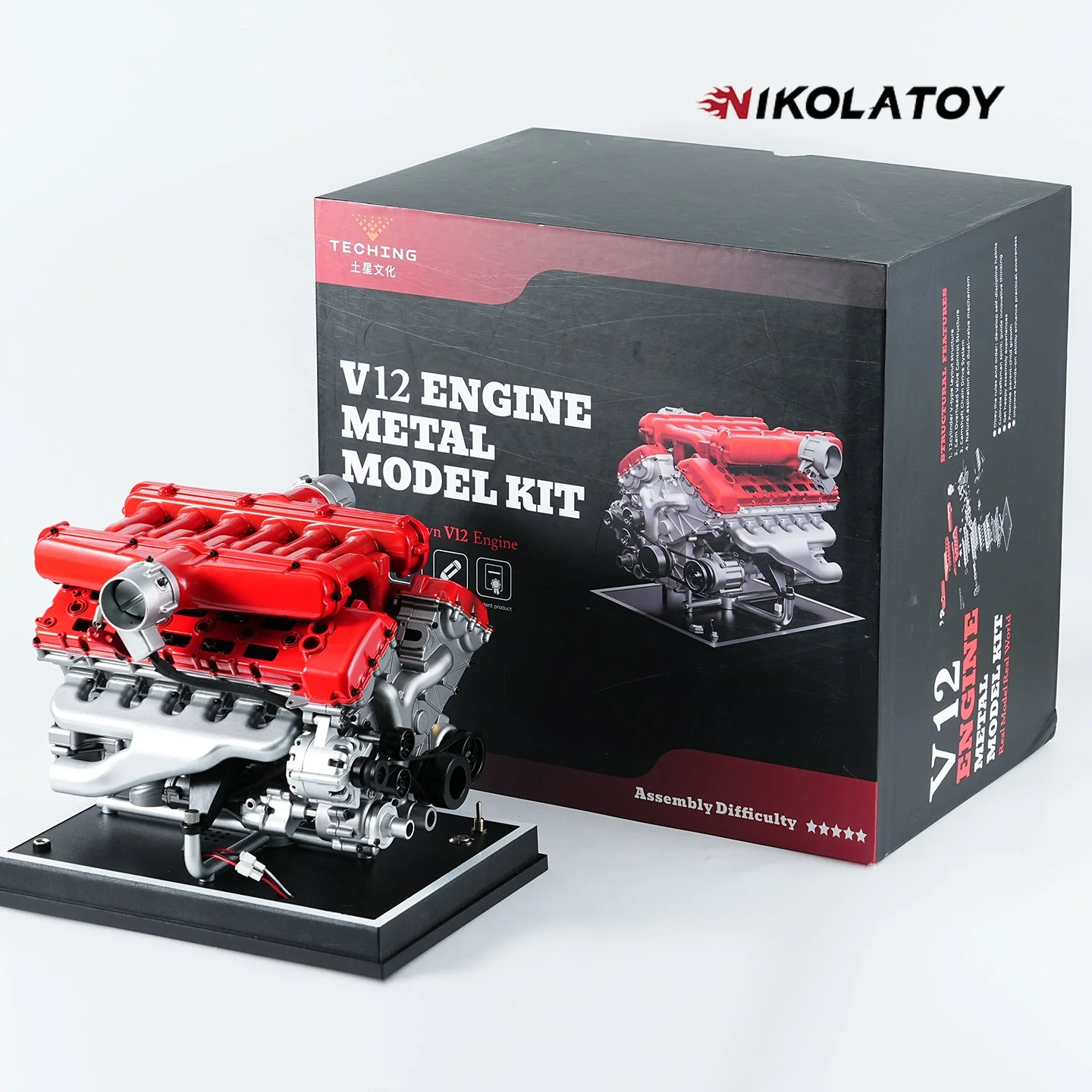 TECHING V12 Car Engine Model Full Metal Assembling 12-Cylinder Building Kits 800+PCS - Image 5