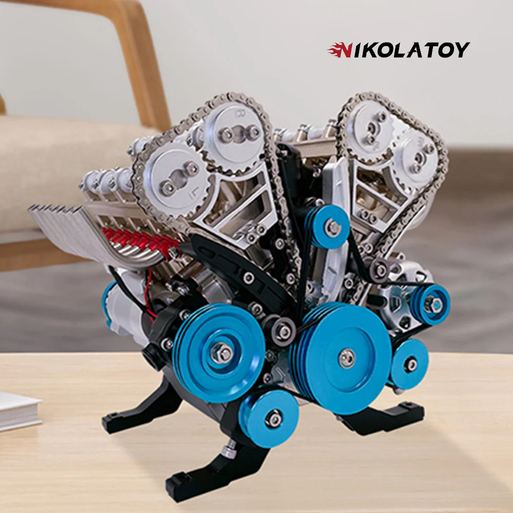 TECHING V8 Car Engine Model Full Metal Assembling 8-Cylinder 500+Pcs Building Kits - Image 3