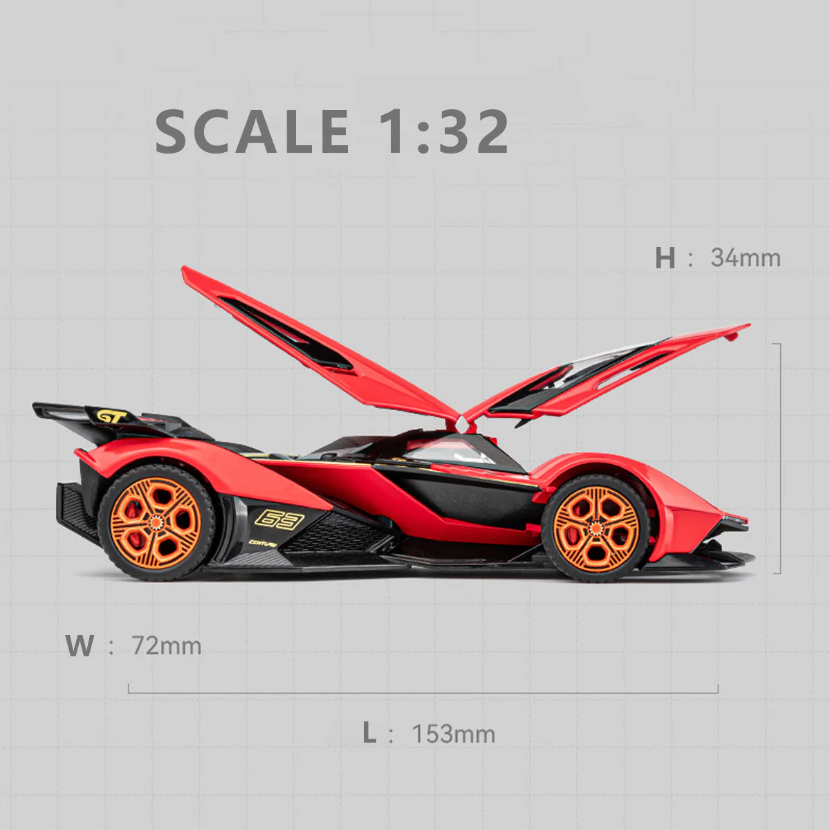 Alloy 1/22 Lamborghini V12 GT Model Car - Image 3