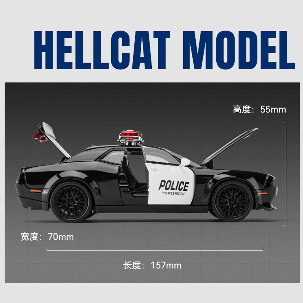 Alloy 1/32 Dodge Hellcat SRT Model Car - Image 2