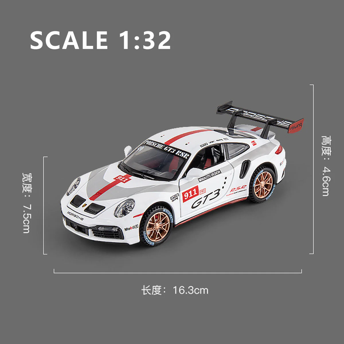 Alloy 1/32 Porsche 911 Track Edition Model Car - Image 5