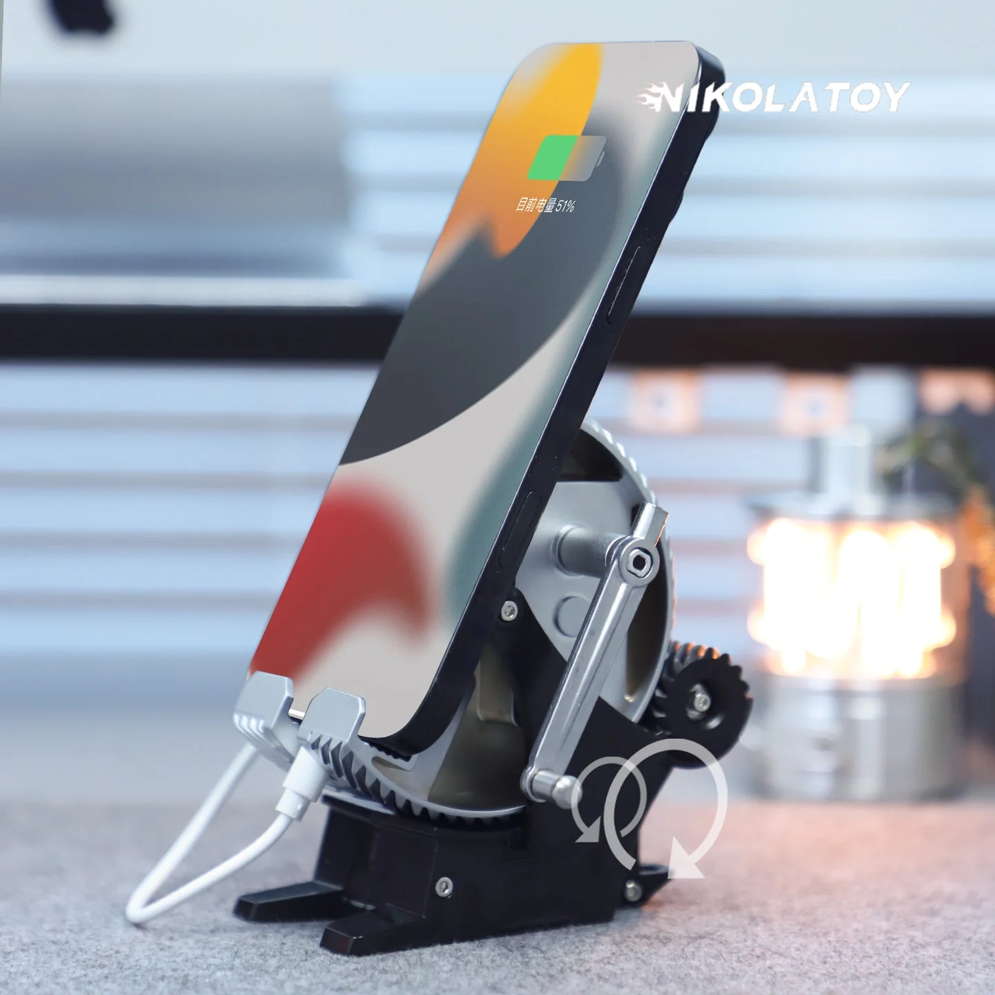 Alloy Mechanical Multifunctional Rechargeable Mobile Phone Holder - Image 5
