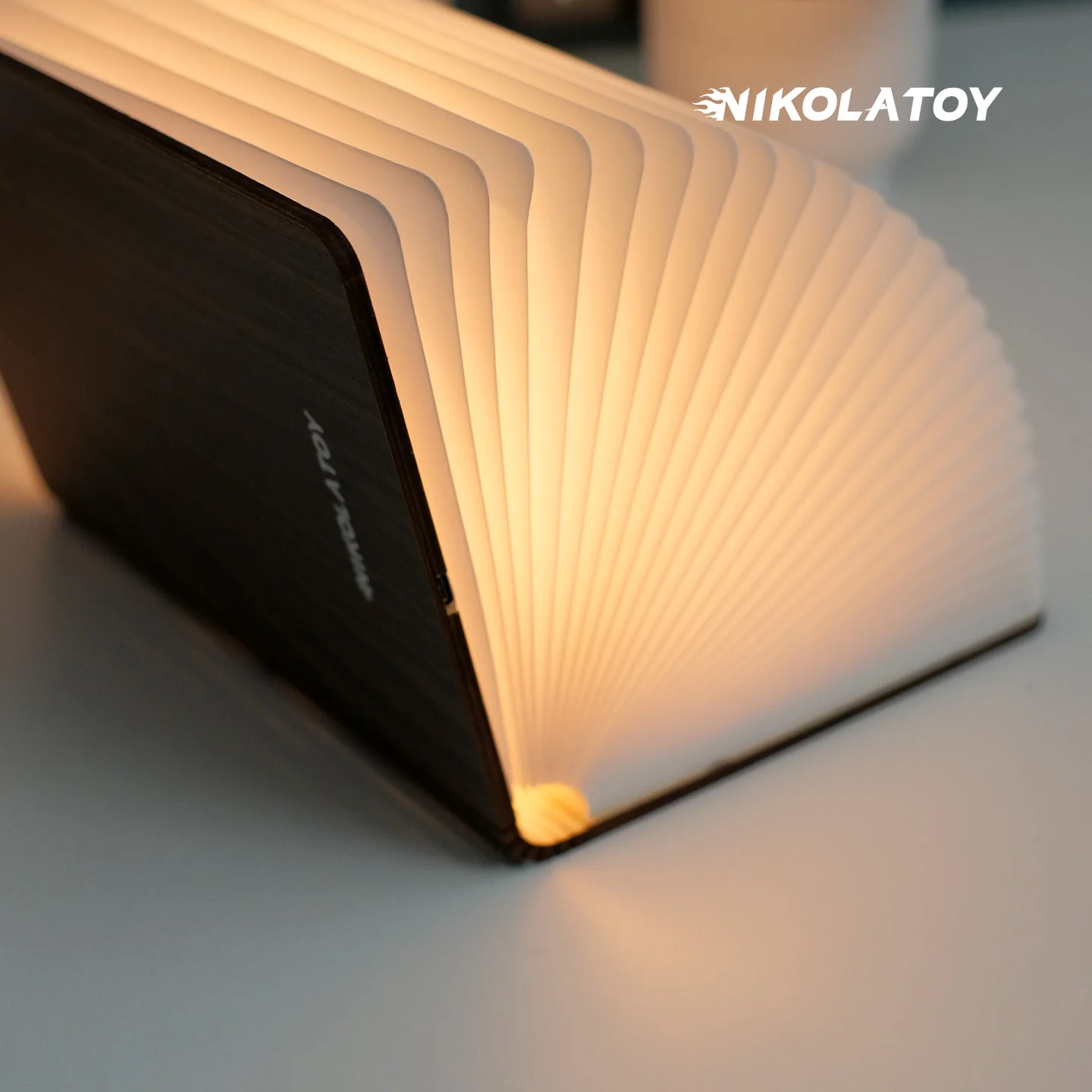 Black Walnut Folding Book Magnetic Night Light - Image 7