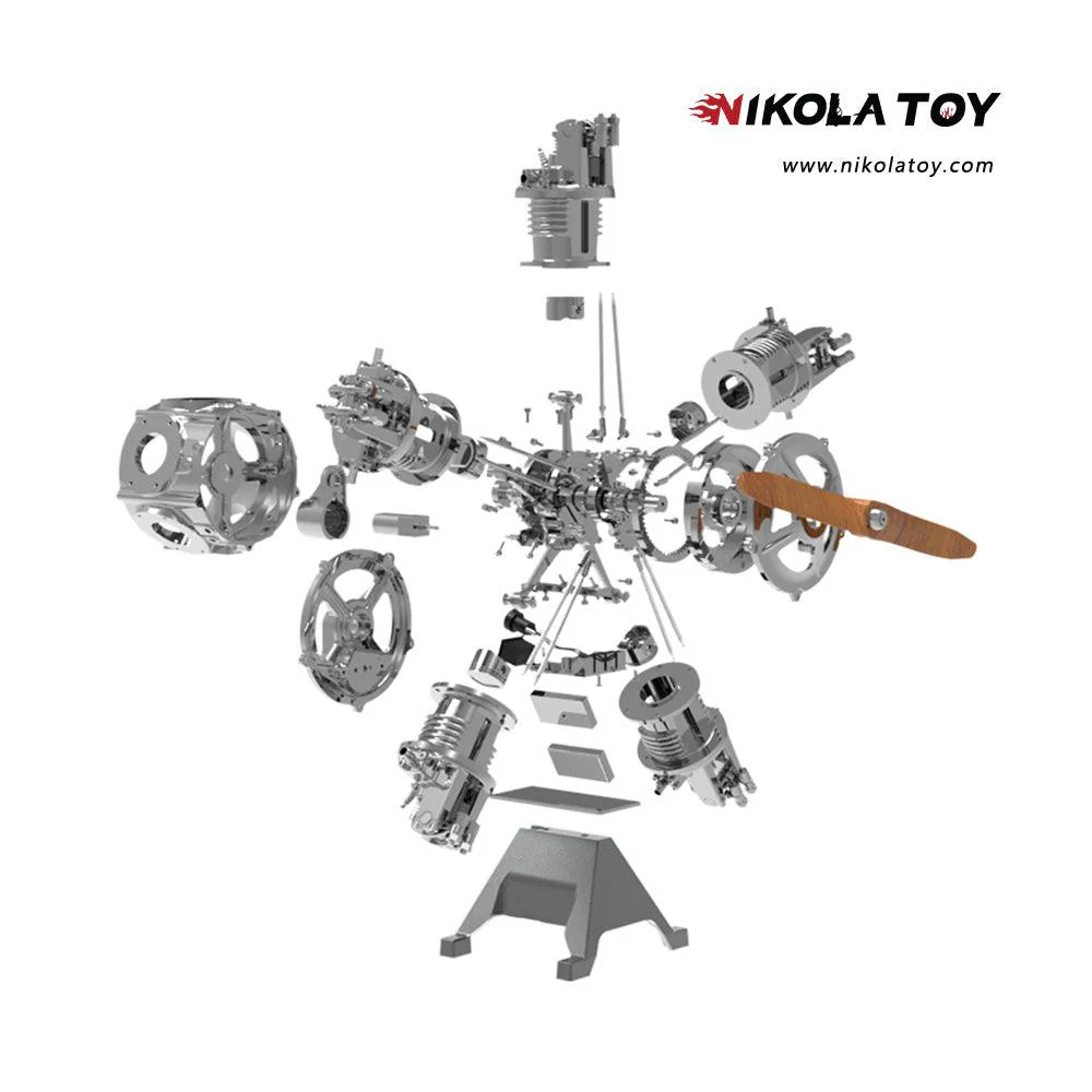 NIKOLATOY® Star shaped 5-cylinder engine model kits (250+Pcs) - Image 5
