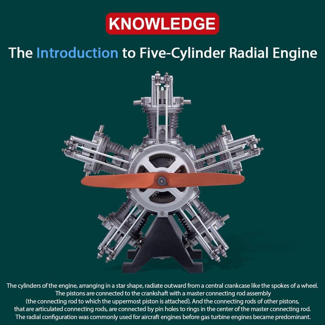 TECHING DIY 5 Cylinder Electric Mechanical Aircraft Radial Engine Model Kits - Image 5