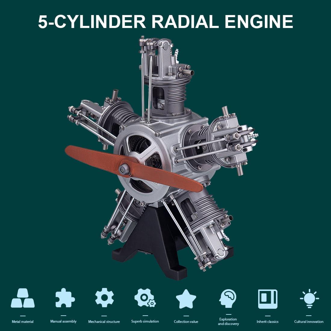 TECHING DIY 5 Cylinder Electric Mechanical Aircraft Radial Engine Model Kits - Image 7