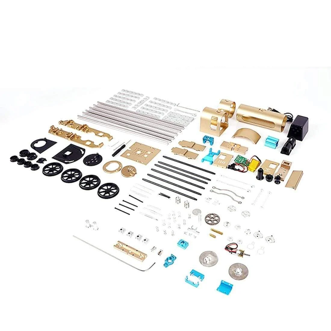 TECHING Engine Steam Train Model With Pathway Full Aluminum Alloy Model Kits - Image 3
