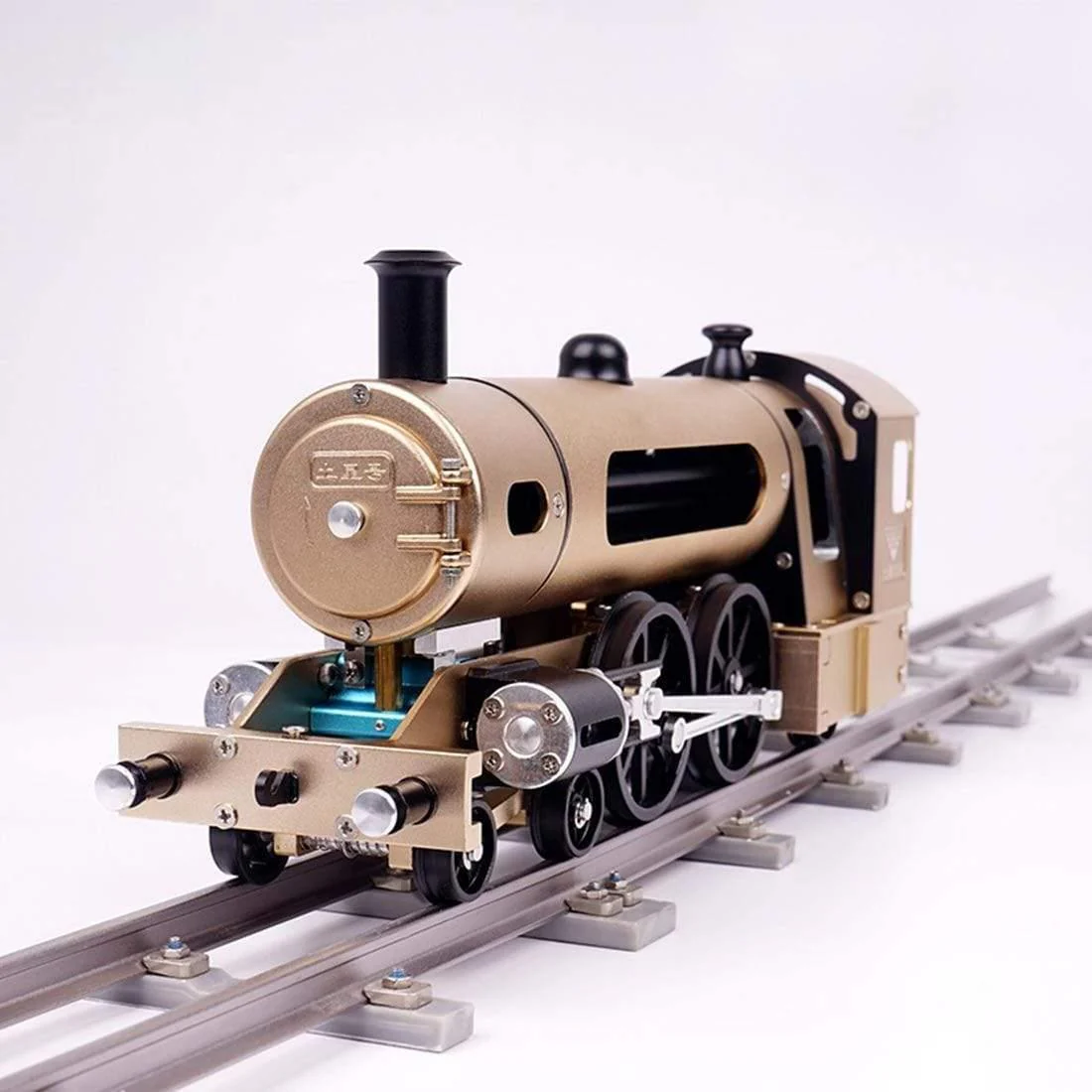 TECHING Engine Steam Train Model With Pathway Full Aluminum Alloy Model Kits - Image 4
