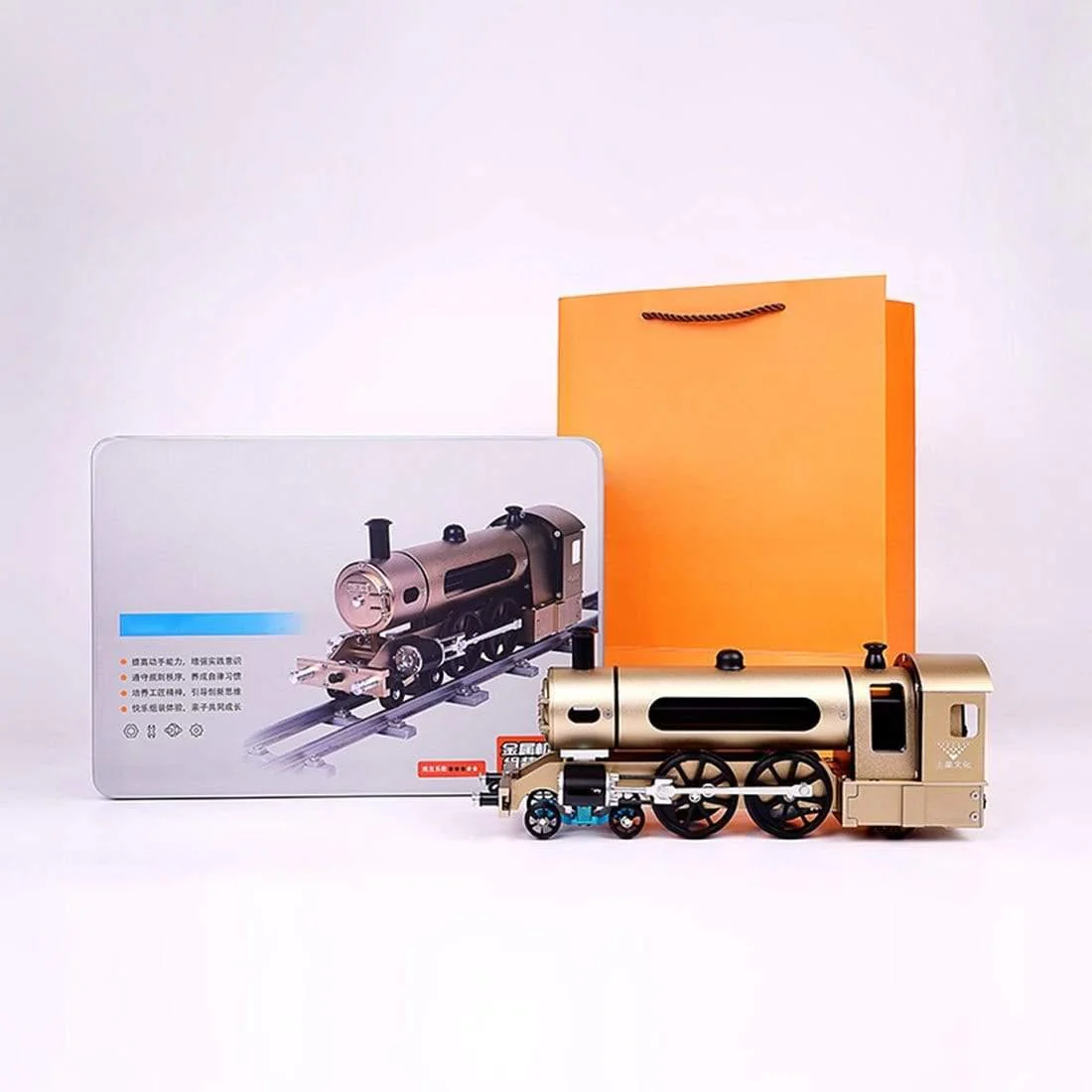 TECHING Engine Steam Train Model With Pathway Full Aluminum Alloy Model Kits - Image 6