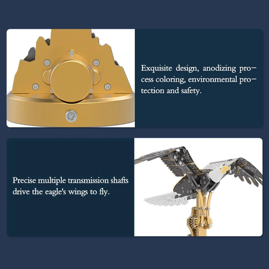 TECHING Kinetic Bald Eagle Sculptures Kits With Flapping Wings - Image 5