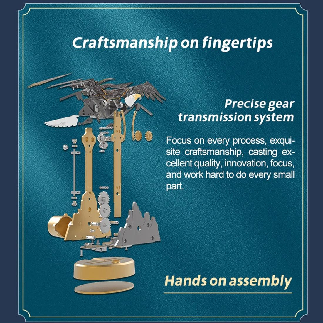 TECHING Kinetic Bald Eagle Sculptures Kits With Flapping Wings - Image 8
