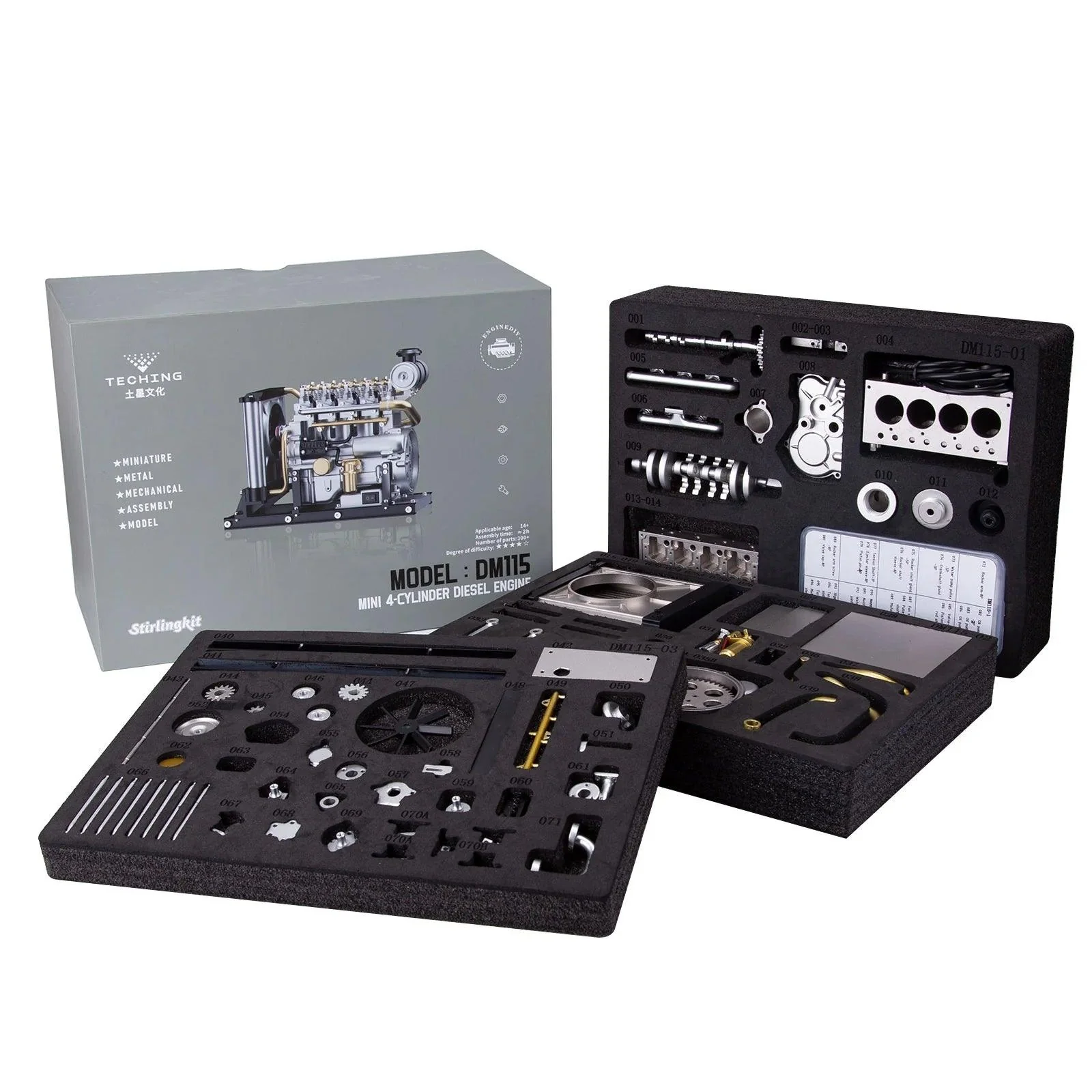 TECHING Workable Mini Diesel 4-Cylinder Engine Metal Model DIY Kits - Image 2